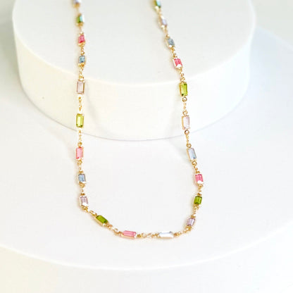 Isabella MultiColor CZ Stone Necklace-Lydieannejewelry