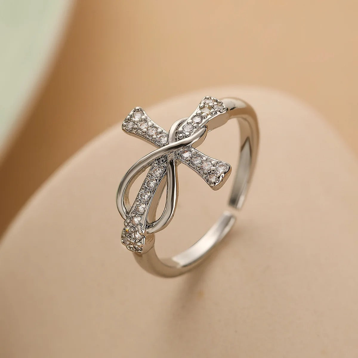 Silver Infinity Cross Resizable Ring-Lydieannejewelry