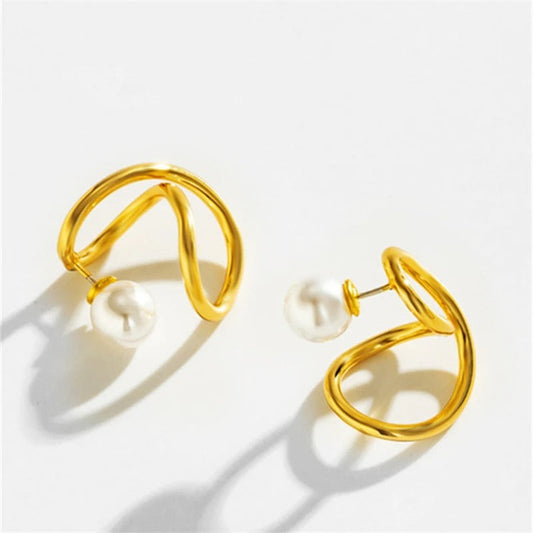 Vintage Gold Pearl Swirl Earrings-Lydieannejewelry