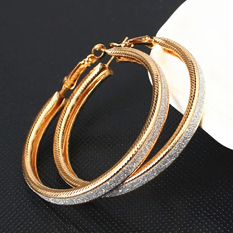 Vintage Two-Tone Gold & Silver Hoop Earrings-Lydieannejewelry