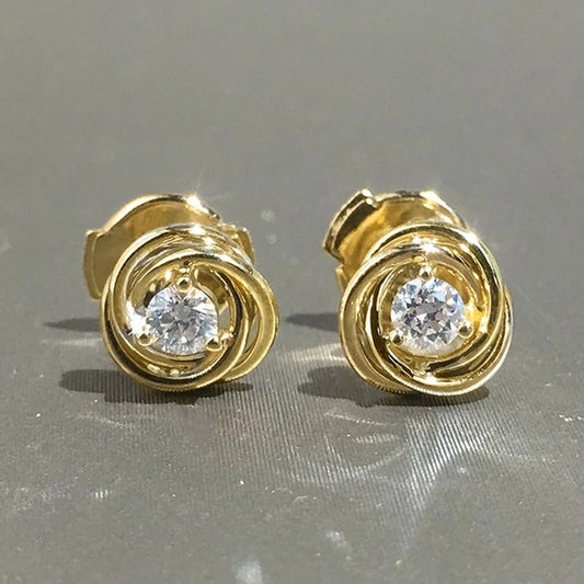 Gold Spiral Sparkle Earrings-Lydieannejewelry