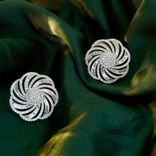 Silver Sparkle Swirl Earrings-Lydieannejewelry