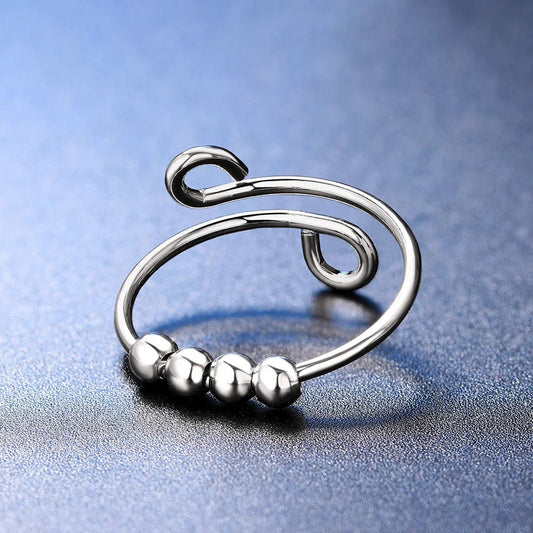 Vintage Silver Minimalist Swirl Adjustable Ring-Lydieannejewelry