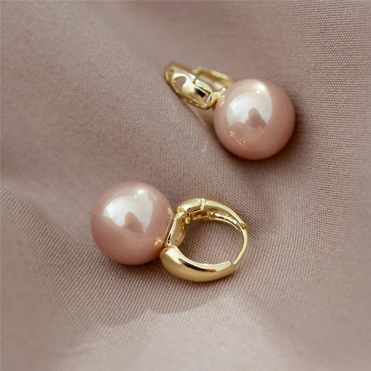 Vintage Gold Pink Pearl Earrings-Lydieannejewelry