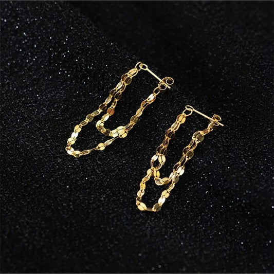 Vintage Gold Chain Drop Earrings-Lydieannejewelry