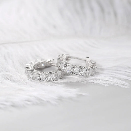 Vintage Silver Classic Round Cut Hoop Earrings-Lydieannejewelry