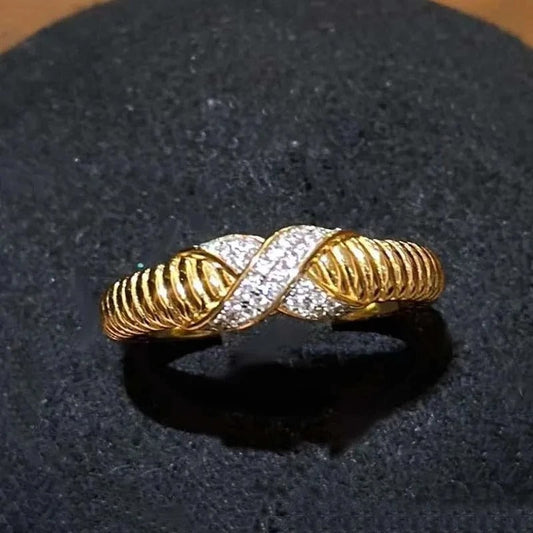 Retro Gold & Silver Infinity Twist Adjustable Ring-Lydieannejewelry