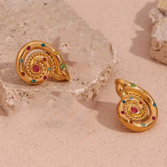 Vintage Colorful Unique Spiral Stud Earrings-Lydieannejewelry