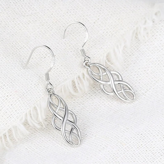 Timeless Silver Interwoven Infinity Pattern Earrings-Lydieannejewelry