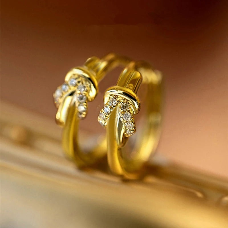 Vintage Gold Knot Crystal Earrings-Lydieannejewelry