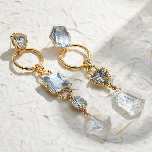 Classic Shiny Gemstone Gold Vintage Earrings-Lydieannejewelry