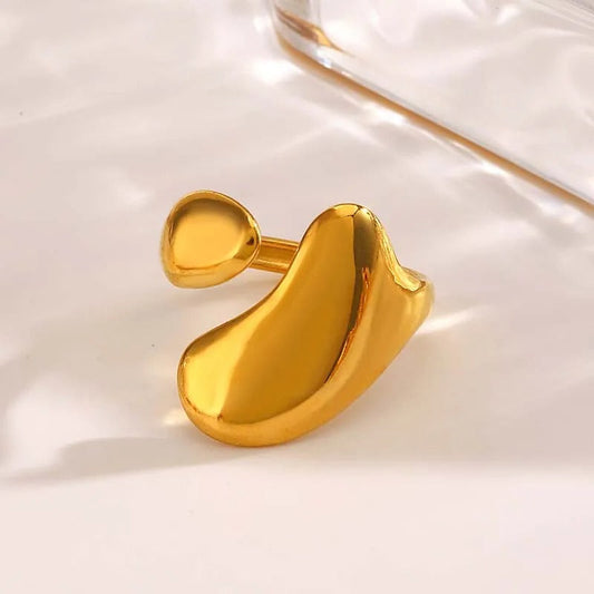 Gold Unique Abstract Shape Adjustable Ring-Lydieannejewelry