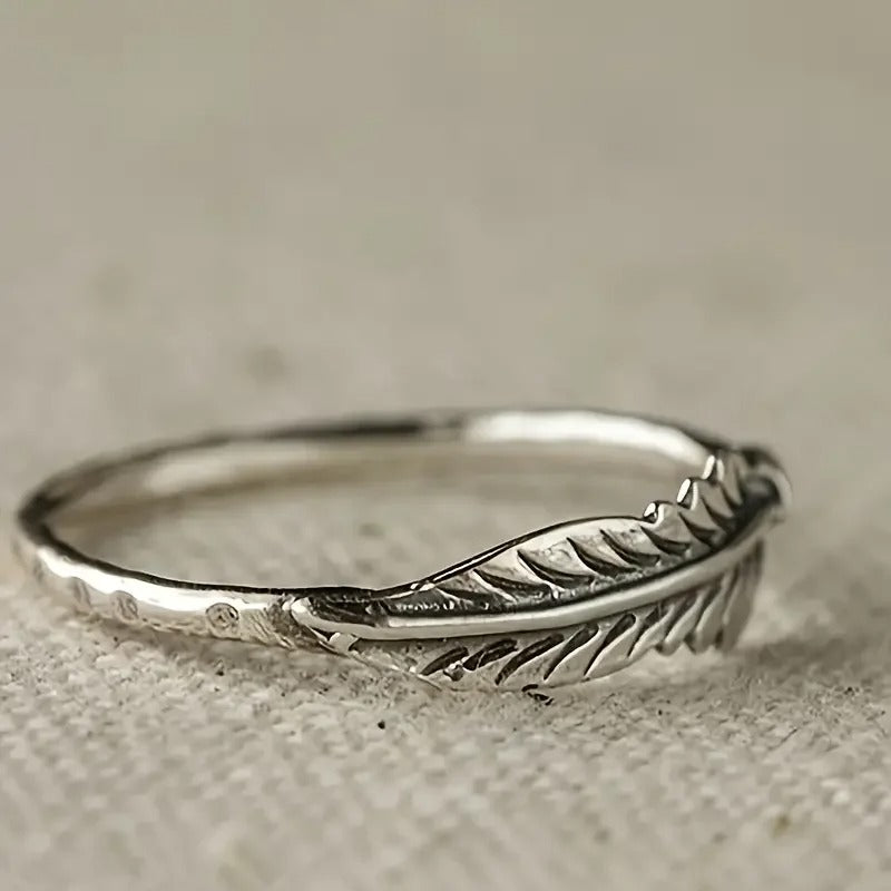 Vintage Silver Feather Ring-Lydieannejewelry