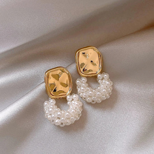 Vintage Gold & Pearl Rope Pendant Earrings-Lydieannejewelry