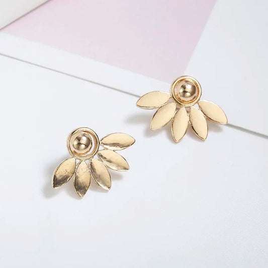 Gold Petal Design Earrings-Lydieannejewelry