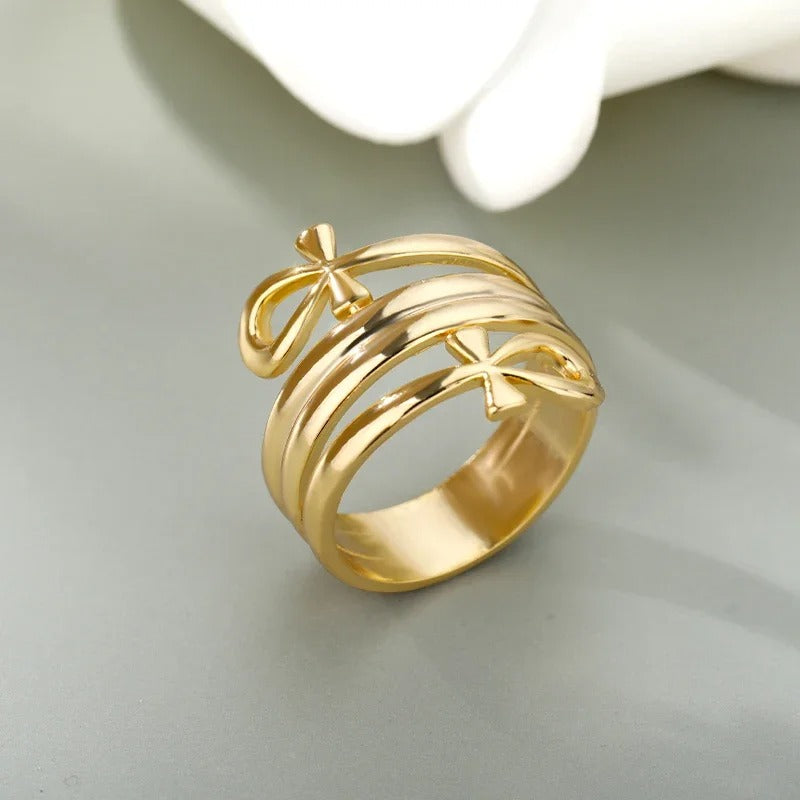 Gold Open Loop Faith Ring-Lydieannejewelry