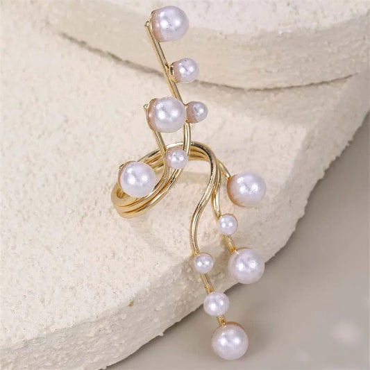 Vintage Gold & Pearl Cluster Open Ring-Lydieannejewelry