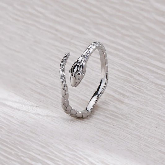 Timeless Silver Serpent Design Adjustable Ring-Lydieannejewelry