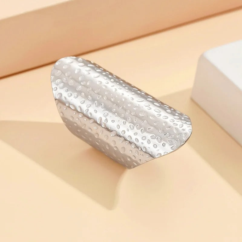 Vintage Silver Hammered Design Adjustable Ring-Lydieannejewelry