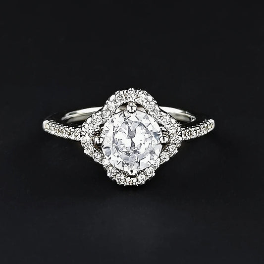 Vintage Silver & Floral Gemstone Diamond Ring-Lydieannejewelry