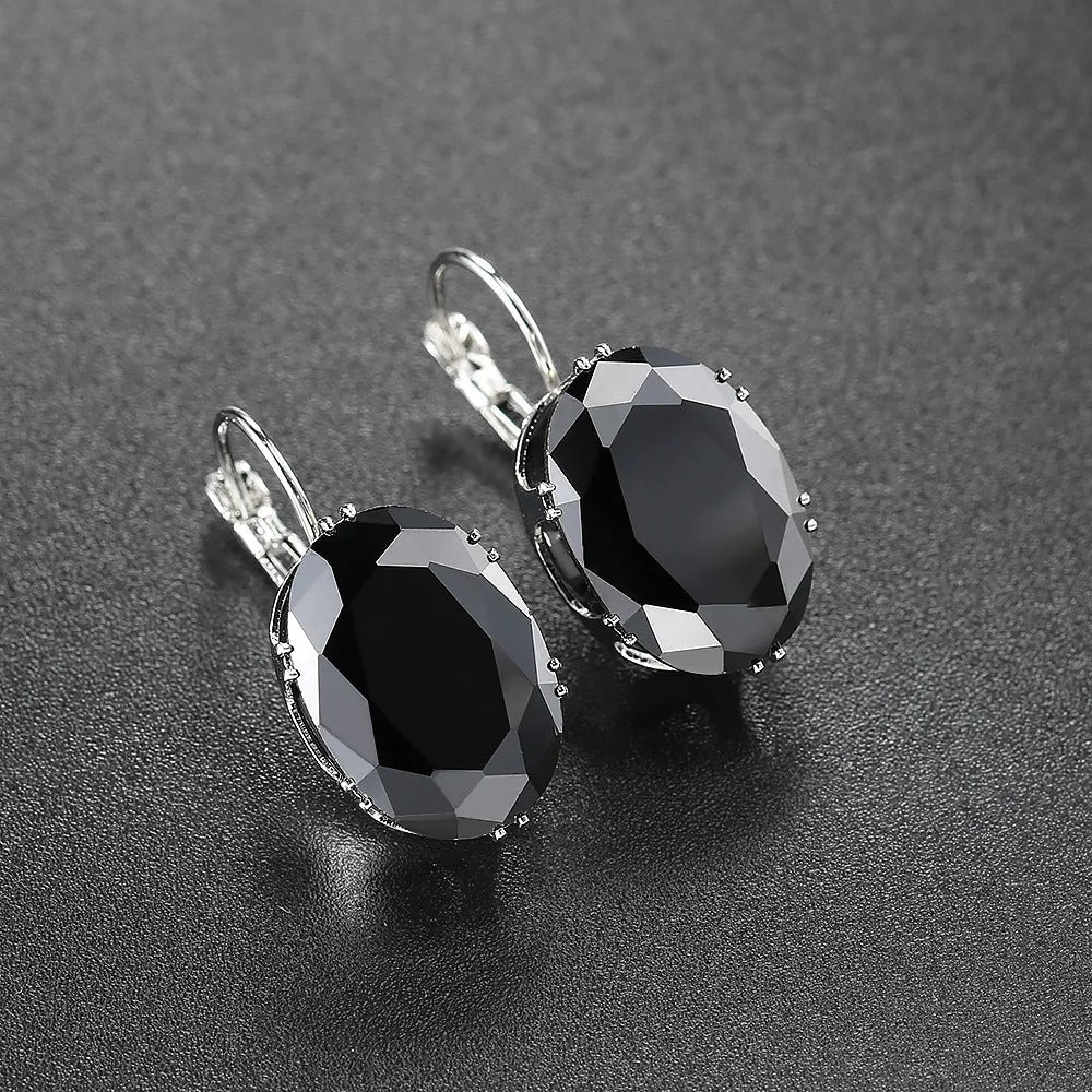 Classic Black Gemstone Earrings-Lydieannejewelry