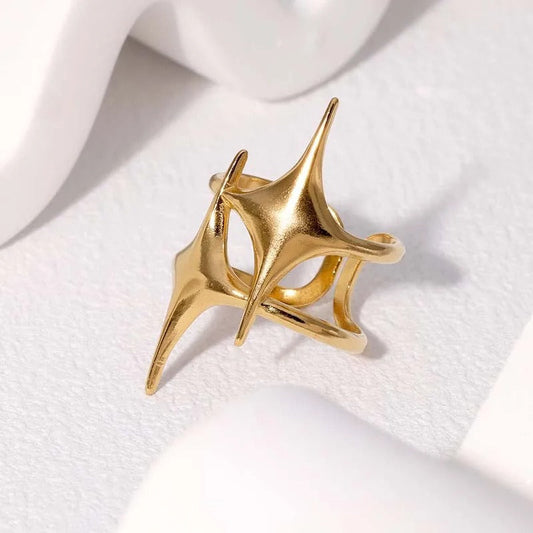 Gold Star-Crossed Design Adjustable Ring-Lydieannejewelry
