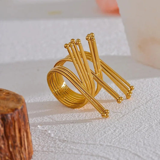 Bold Modern Art Gold Ring-Lydieannejewelry