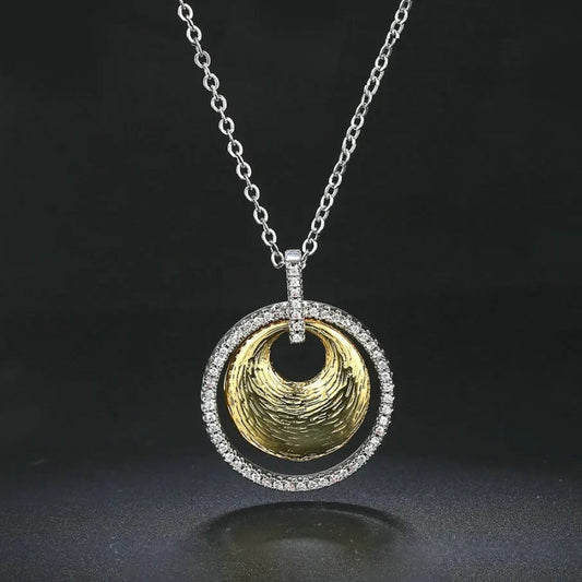 Vintage Silver & Gold Twirl Design Necklace-Lydieannejewelry