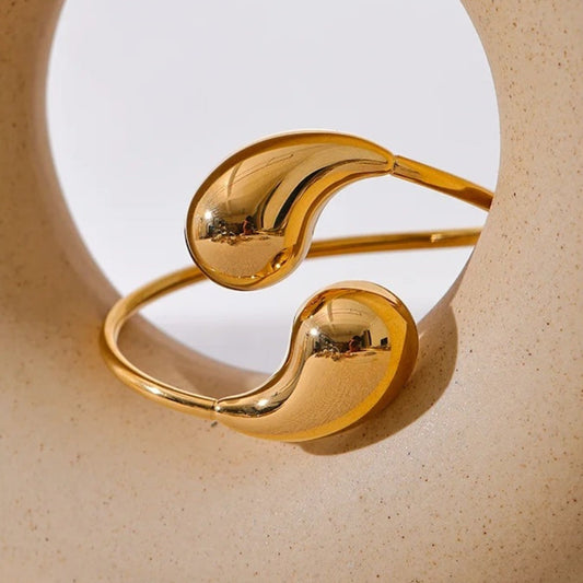 Gold Abstract Drop Cuff Adjustable Bracelet-Lydieannejewelry