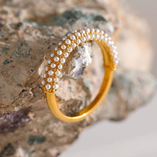 Vintage Pearl Cluster Gold Ring-Lydieannejewelry