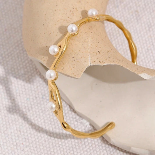 Vintage Gold Twist Pearl Bracelet-Lydieannejewelry