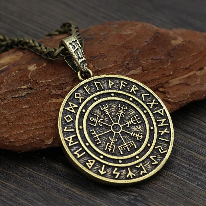 Vintage Viking Compass Rune Necklace-Lydieannejewelry