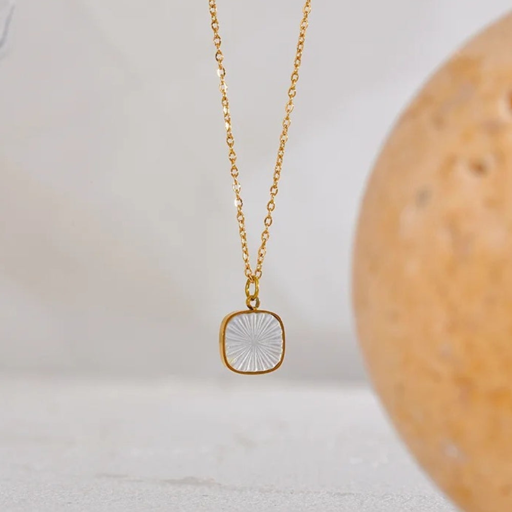 Vintage Etched Glass Charm Necklace-Lydieannejewelry