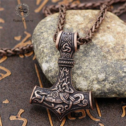 Vintage Bronze Thor's Hammer Necklace-Lydieannejewelry