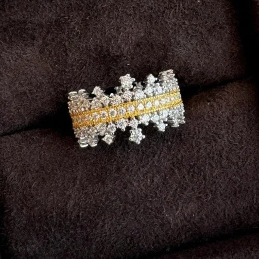 Vintage Silver & Gold Beautiful Palace Style Lace Crown Ring-Lydieannejewelry