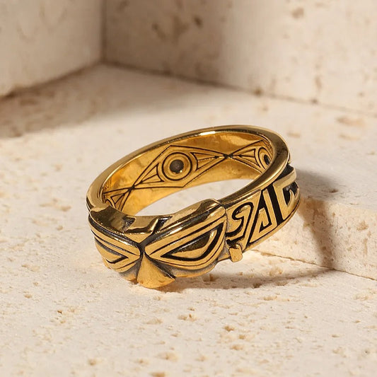 Vintage Tribal Eye Gold Adjustable Ring-Lydieannejewelry