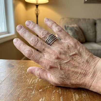 925 Sterling Silver Adjustable Layered Ring