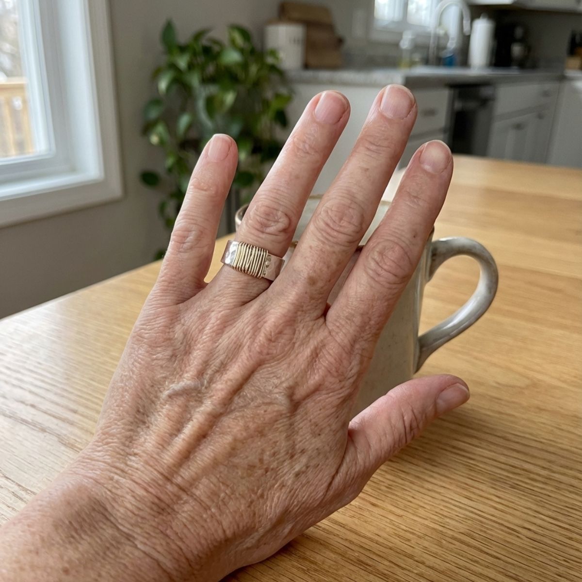 Vintage Golden Threads Silver Ring