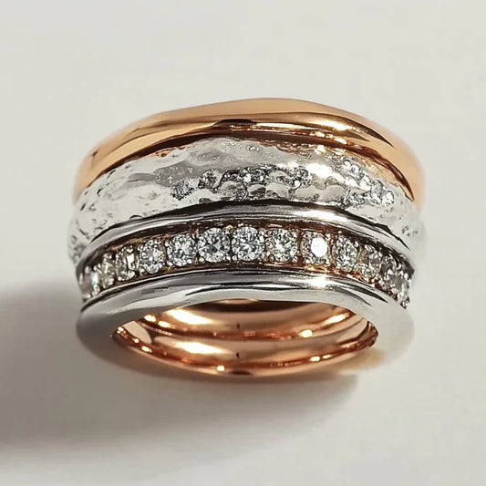 Vintage Thick Gold & Silver Forged Ring